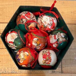 Festive Christmas Ornament Set with Santa Designs